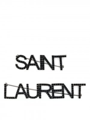Брошь с логотипом Saint Laurent. Цвет: черный