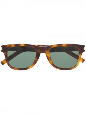 Солнцезащитные очки в круглой оправе Saint Laurent Eyewear. Цвет: зеленый