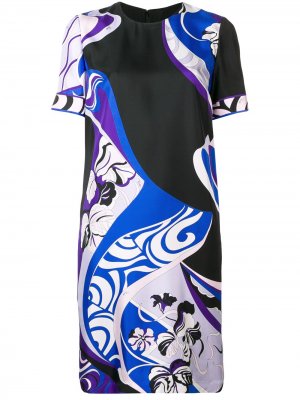 Платье трапеция Hanami с принтом Emilio Pucci. Цвет: синий