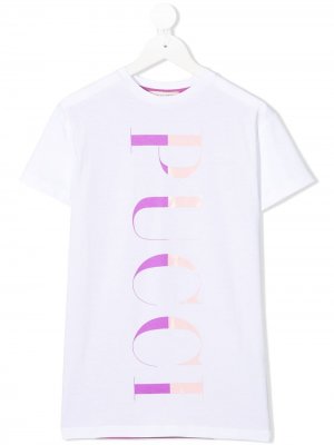Платье-футболка с логотипом Emilio Pucci Junior. Цвет: белый