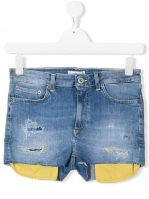 Джинсовые шорты с эффектом потертости Dondup Kids. Цвет: синий