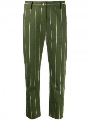 Укороченные атласные брюки прямого кроя в полоску Derek Lam 10 Crosby. Цвет: зеленый