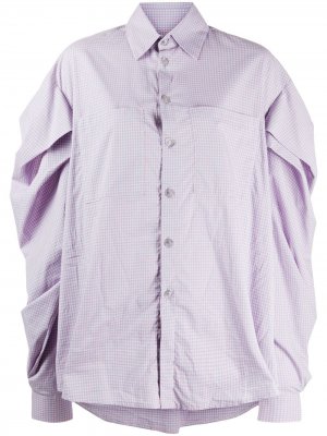 Клетчатая рубашка со складками Natasha Zinko. Цвет: розовый