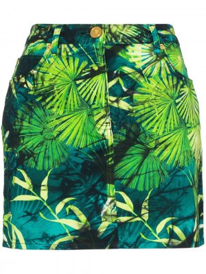 Юбка мини с принтом Jungle Versace. Цвет: зеленый