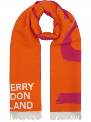 Жаккардовый шарф Burberry. Цвет: оранжевый