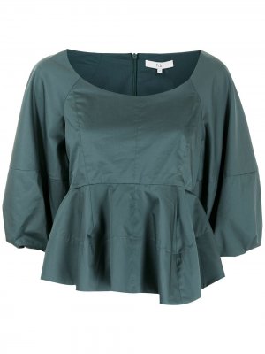 Блузка с баской Tibi. Цвет: зеленый
