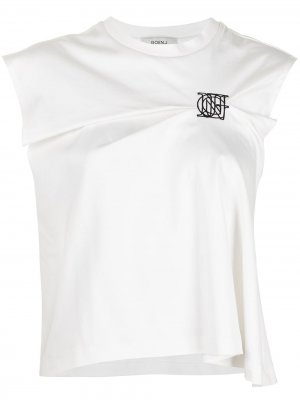 Укороченная футболка с вышитым логотипом Goen.J. Цвет: белый