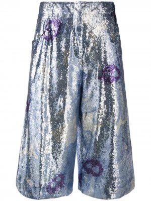 Укороченные брюки с пайетками и цветочным узором Jacquemus. Цвет: синий