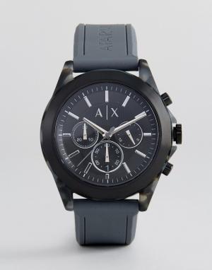 Часы-хронограф с серым силиконовым ремешком  AX2609 44 мм Armani Exchange. Цвет: серый