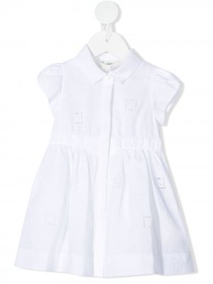 Платье с вышитым логотипом FF Fendi Kids. Цвет: белый