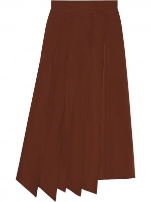 Плиссированная юбка асимметричного кроя Gucci. Цвет: коричневый