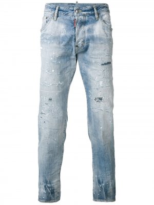 Укороченные джинсы с необработанным краем Dsquared2. Цвет: синий