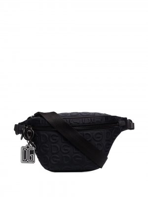 Поясная сумка с тисненым логотипом Dolce & Gabbana. Цвет: черный