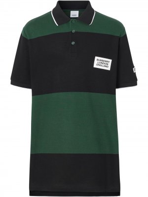 Рубашка-поло в стиле колор-блок с логотипом Burberry. Цвет: зеленый