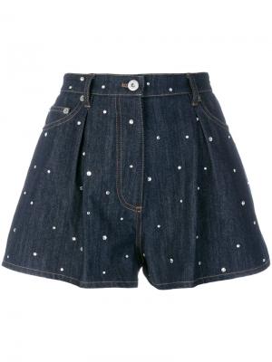 Джинсовые шорты с вышивкой Miu. Цвет: синий