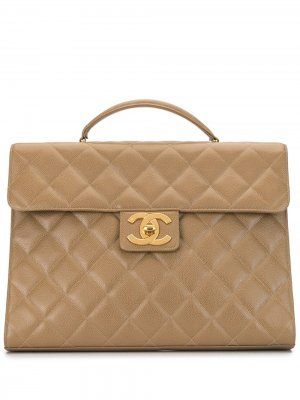 Стеганый портфель 1995-го года Chanel Pre-Owned. Цвет: коричневый