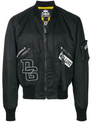 Куртка-бомбер с отделкой в рубчик Dolce & Gabbana. Цвет: черный