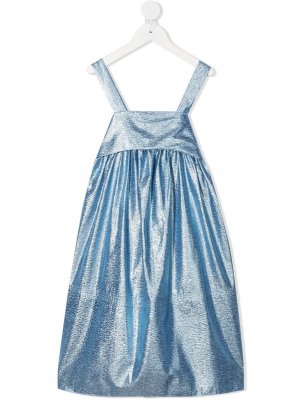 Платье миди с эффектом металлик Chloé Kids. Цвет: синий