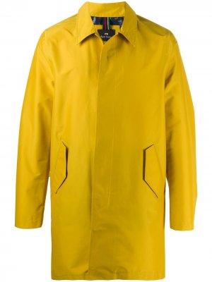 Однобортное пальто длины миди PS Paul Smith. Цвет: желтый