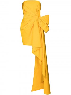 Вечернее платье асимметричного кроя с бантом Carolina Herrera. Цвет: желтый