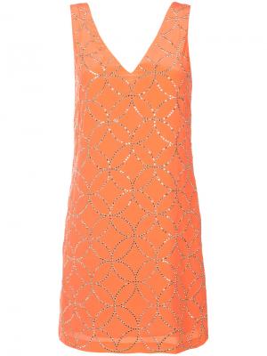 Платье-шифт с V-образным вырезом Trina Turk. Цвет: жёлтый и оранжевый