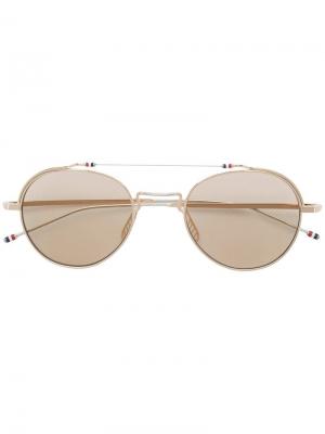 Солнцезащитные очки-авиаторы Thom Browne Eyewear. Цвет: золотистый