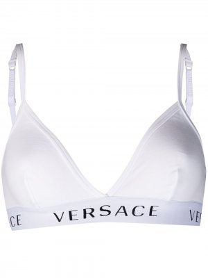 Бюстгальтер с треугольными чашками и логотипом Versace. Цвет: белый