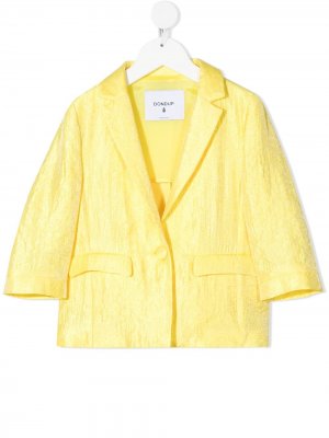 Однобортный пиджак с жатым эффектом Dondup Kids. Цвет: желтый
