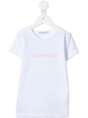 Футболка с логотипом Calvin Klein Kids. Цвет: белый