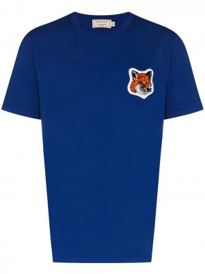 Футболка Fox Head с круглым вырезом Maison Kitsuné. Цвет: синий