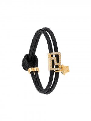 Плетеный браслет с декором Medusa Versace. Цвет: черный