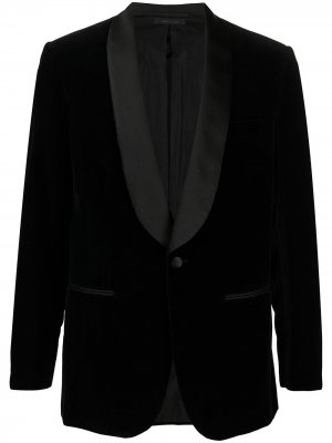 Бархатный однобортный пиджак Brioni. Цвет: черный