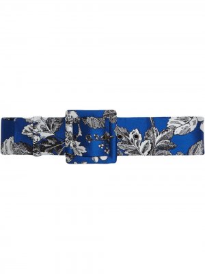 Ремень с квадратной пряжкой и цветочным узором Carolina Herrera. Цвет: синий