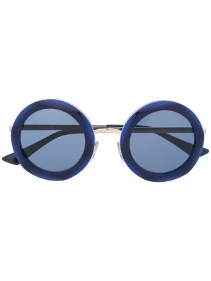 Солнцезащитные очки в круглой оправе с затемненными линзами Marni. Цвет: синий