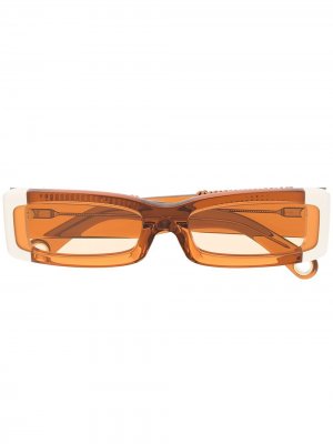 Солнцезащитные очки Les lunettes 97 в квадратной оправе Jacquemus. Цвет: оранжевый