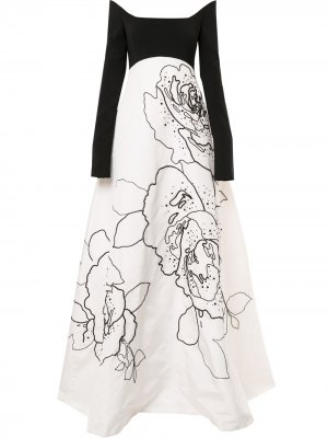 Платье с цветочным принтом Carolina Herrera. Цвет: черный