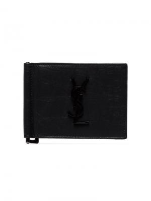 Бумажник с зажимом Saint Laurent. Цвет: черный