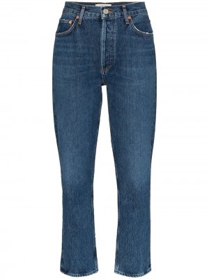 Укороченные джинсы прямого кроя AGOLDE. Цвет: синий
