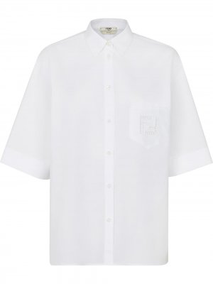 Рубашка с короткими рукавами и вышивкой FF Fendi. Цвет: белый