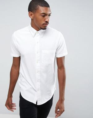 Белая рубашка из ткани пике с карманом Abercrombie & Fitch. Цвет: белый