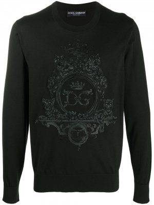 Пуловер с вышитым логотипом Dolce & Gabbana. Цвет: черный