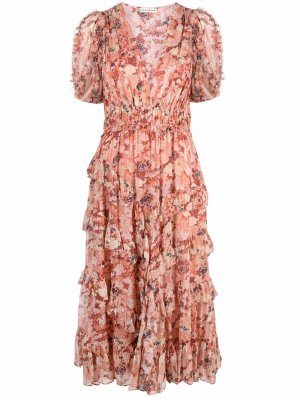 Платье миди Aliya с цветочным принтом Ulla Johnson. Цвет: оранжевый