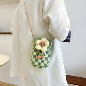 Женские сумки, модная простая клетчатая сумка через плечо, новая великолепная с цветочным принтом для мобильного телефона VIA ROMA