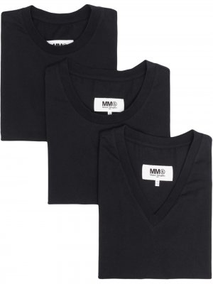 Набор из трех футболок MM6 Maison Margiela. Цвет: черный