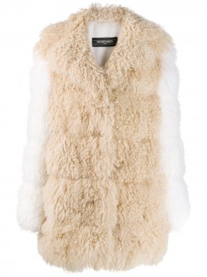 Пальто средней длины из овчины Simonetta Ravizza. Цвет: нейтральные цвета