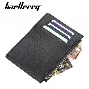 Мужской кожаный кошелек для карт в деловом коротком стиле на молнии Ультратонкий кошелек-кошелек Baellerry