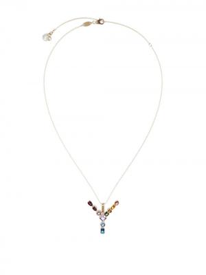Колье с подвеской в форме буквы Y из топазов Dolce & Gabbana. Цвет: золотистый