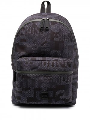 Рюкзак с логотипом BOSS. Цвет: черный