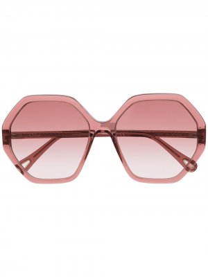 Солнцезащитные очки Esther в восьмиугольной оправе Chloé Eyewear. Цвет: розовый