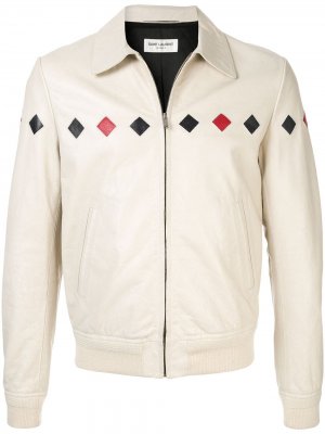 Куртка Teddy с ромбами Saint Laurent. Цвет: белый